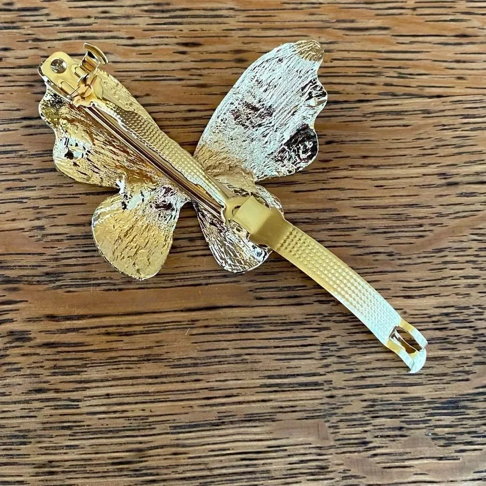 Simply Chrisel Sparkly Gold Bow & Butterfly Hair Clip/Barrette. NWOT
